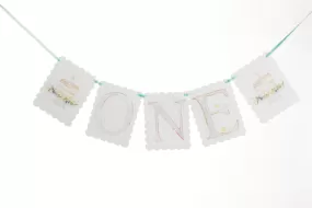 Over the Moon - ONE Highchair Banner with Cake End Pieces - Blue