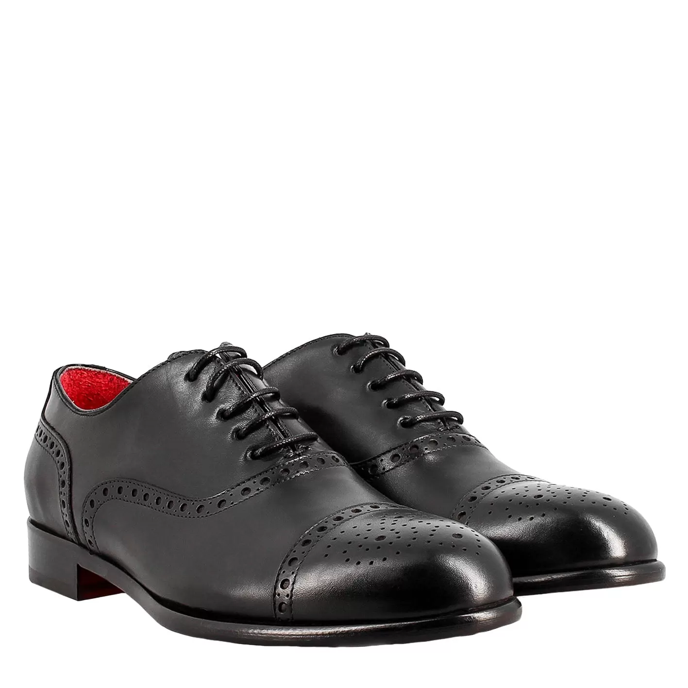 Oxford semi brogue nero elegante da uomo in pelle