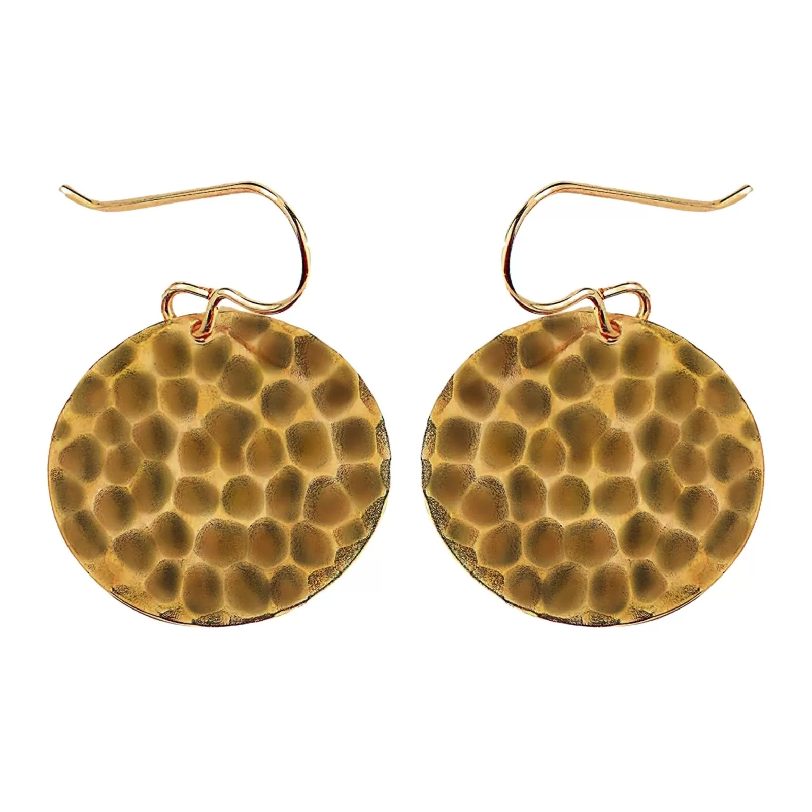 Oxidized Brass Hammered Disc Dangle Earrings