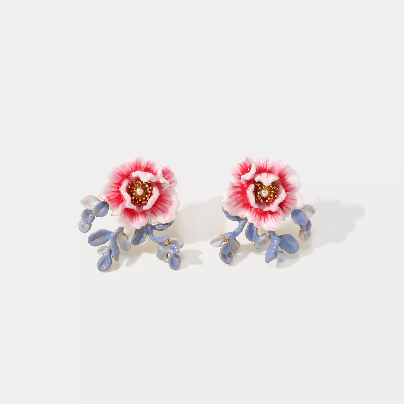 Peony Enamel Stud Earrings