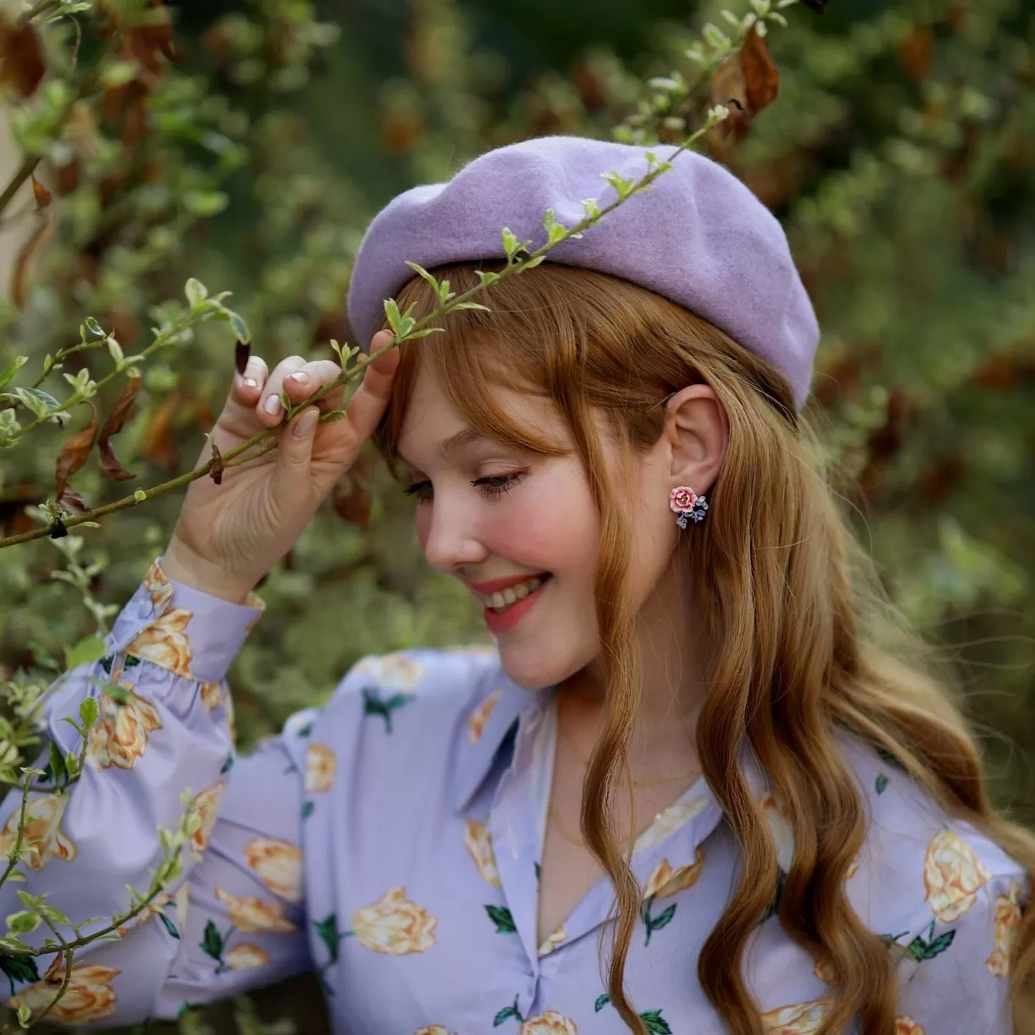 Peony Enamel Stud Earrings