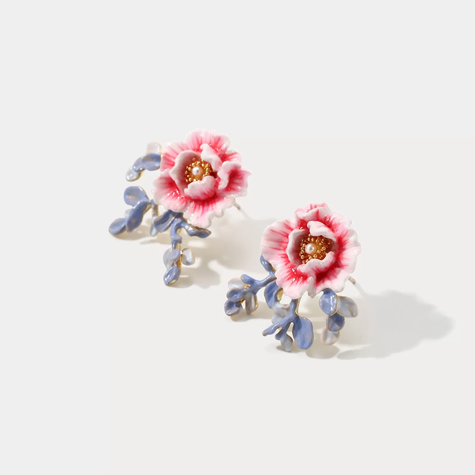 Peony Enamel Stud Earrings