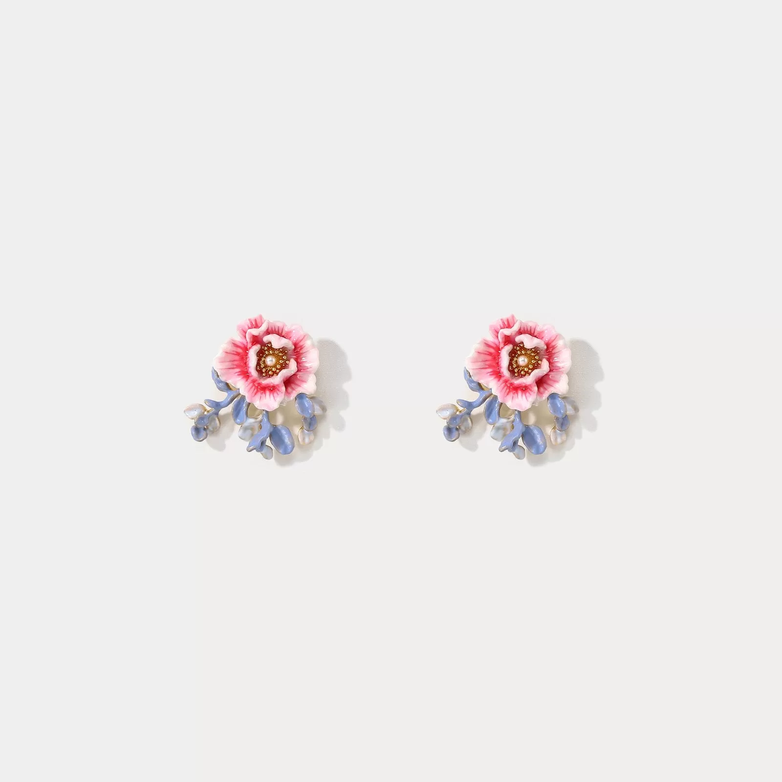 Peony Enamel Stud Earrings