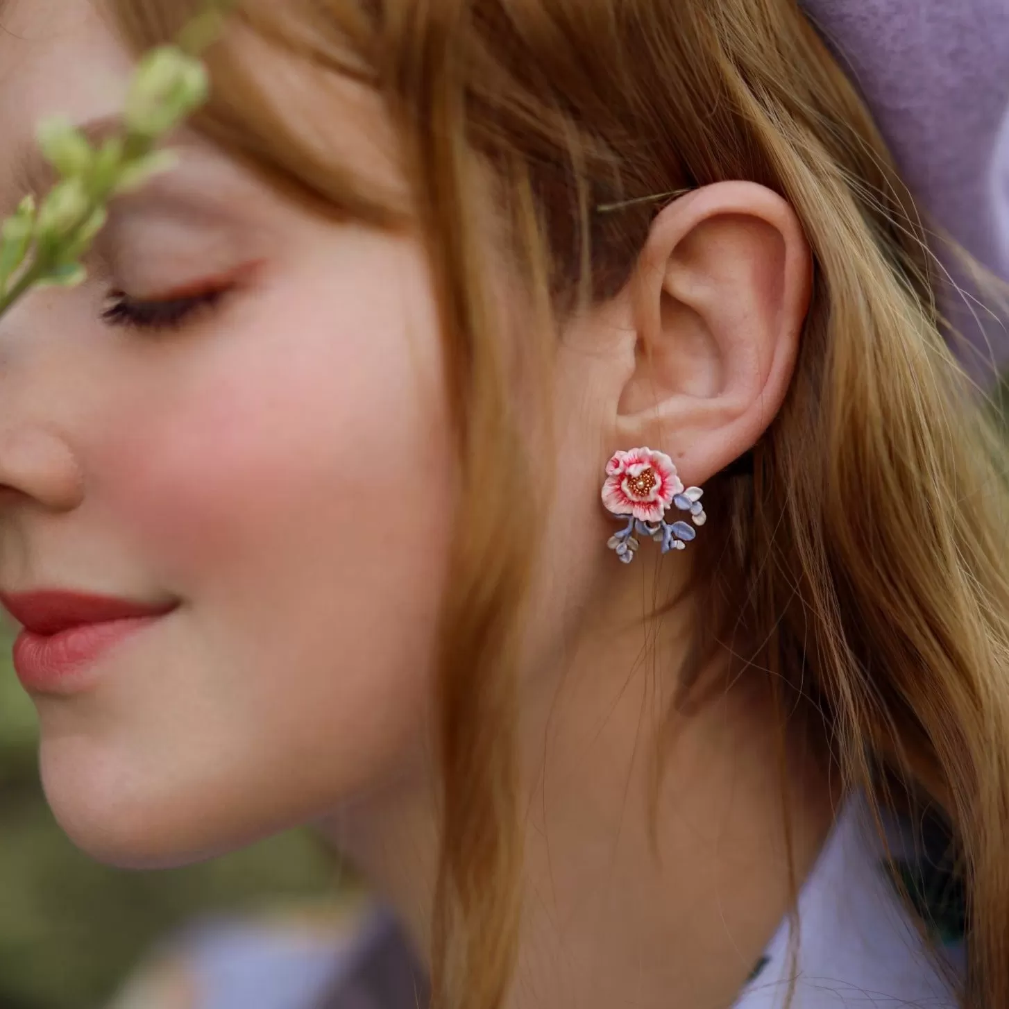 Peony Enamel Stud Earrings