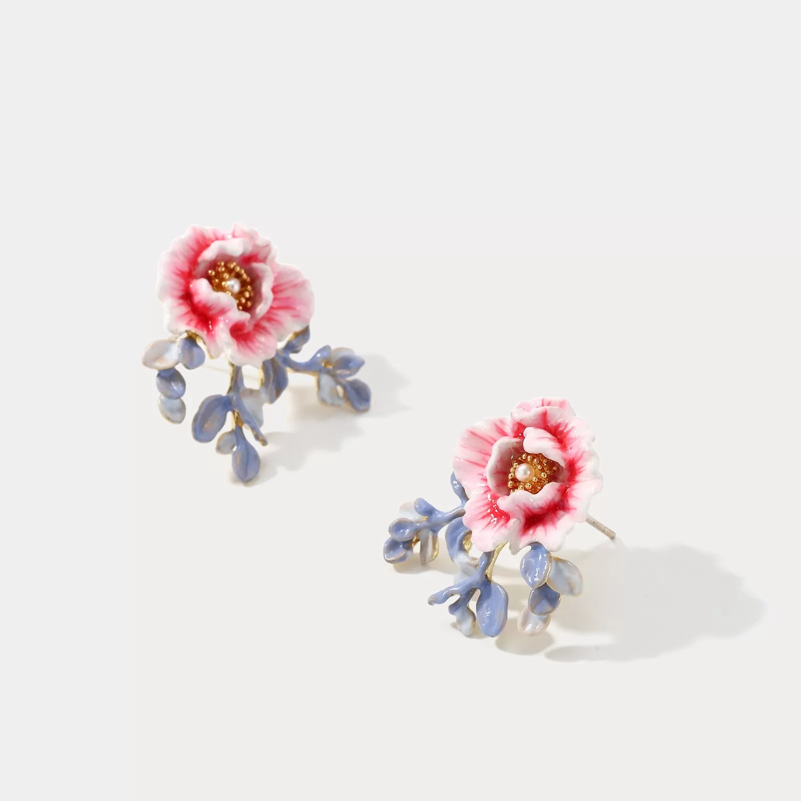 Peony Enamel Stud Earrings