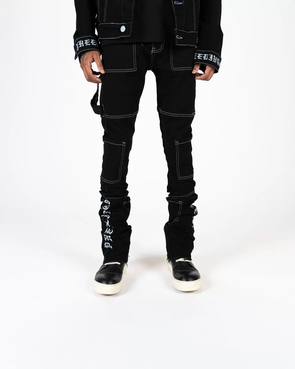 PHEELINGS DEFYING ODDS FLARE STACK DENIM (JET BLACK/COLUMBIA BLUE)