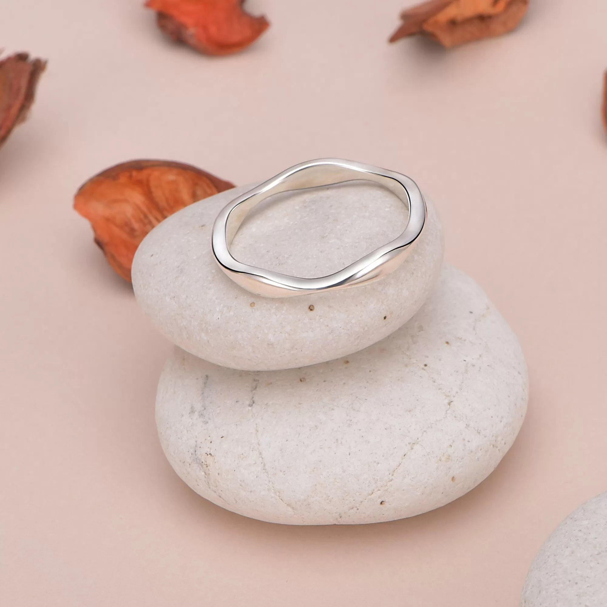 Plain Wave Rings, Sterling Silver Stackable Rings