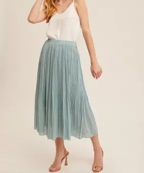 Pleated Midi Skirt - Sky Blue