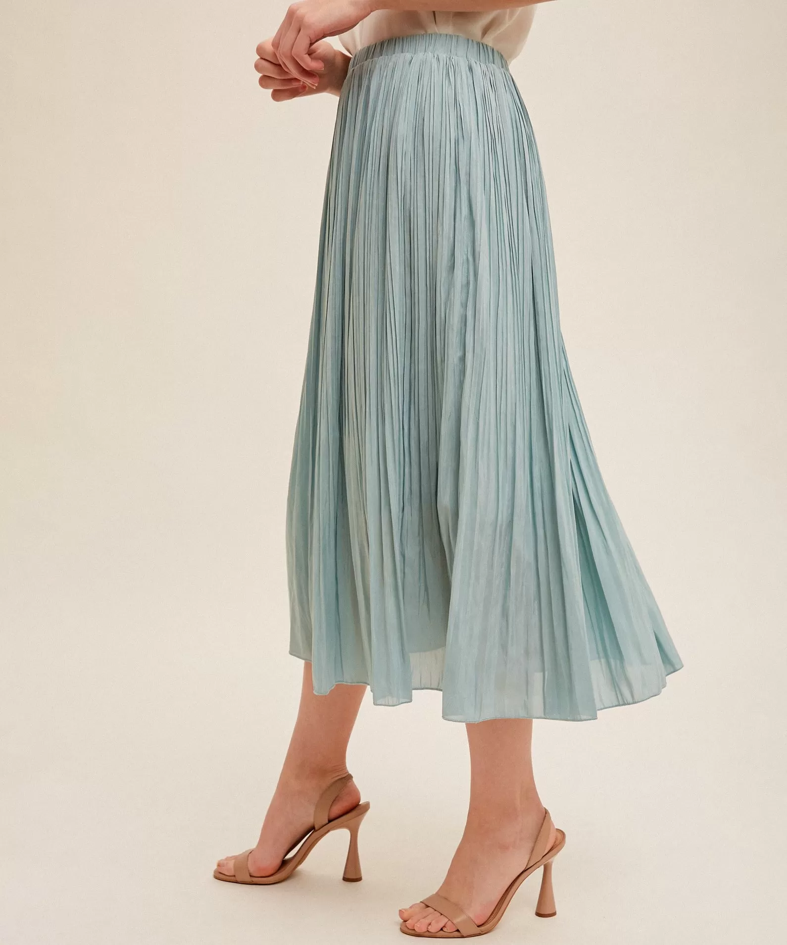 Pleated Midi Skirt - Sky Blue