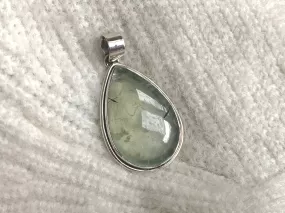 Prehnite with Epidote Brea Pendant - Large Teardrop