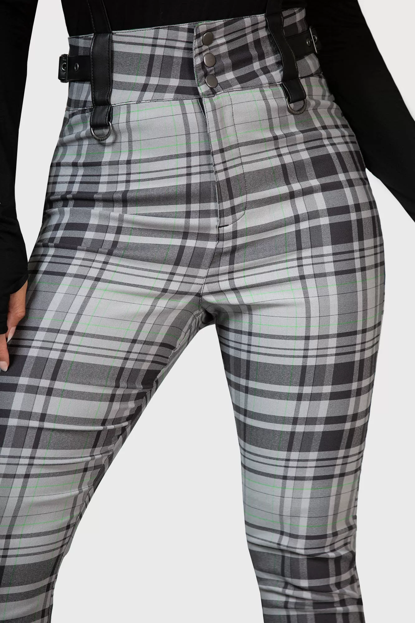 Prophet Of Doom Suspender Trousers [GREY TARTAN]