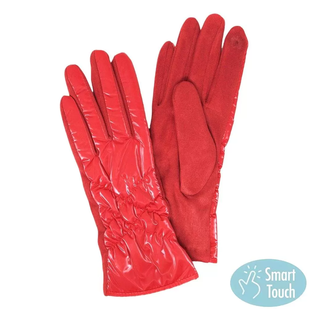 Puffer Padded Quilted Shiny Smart Gloves