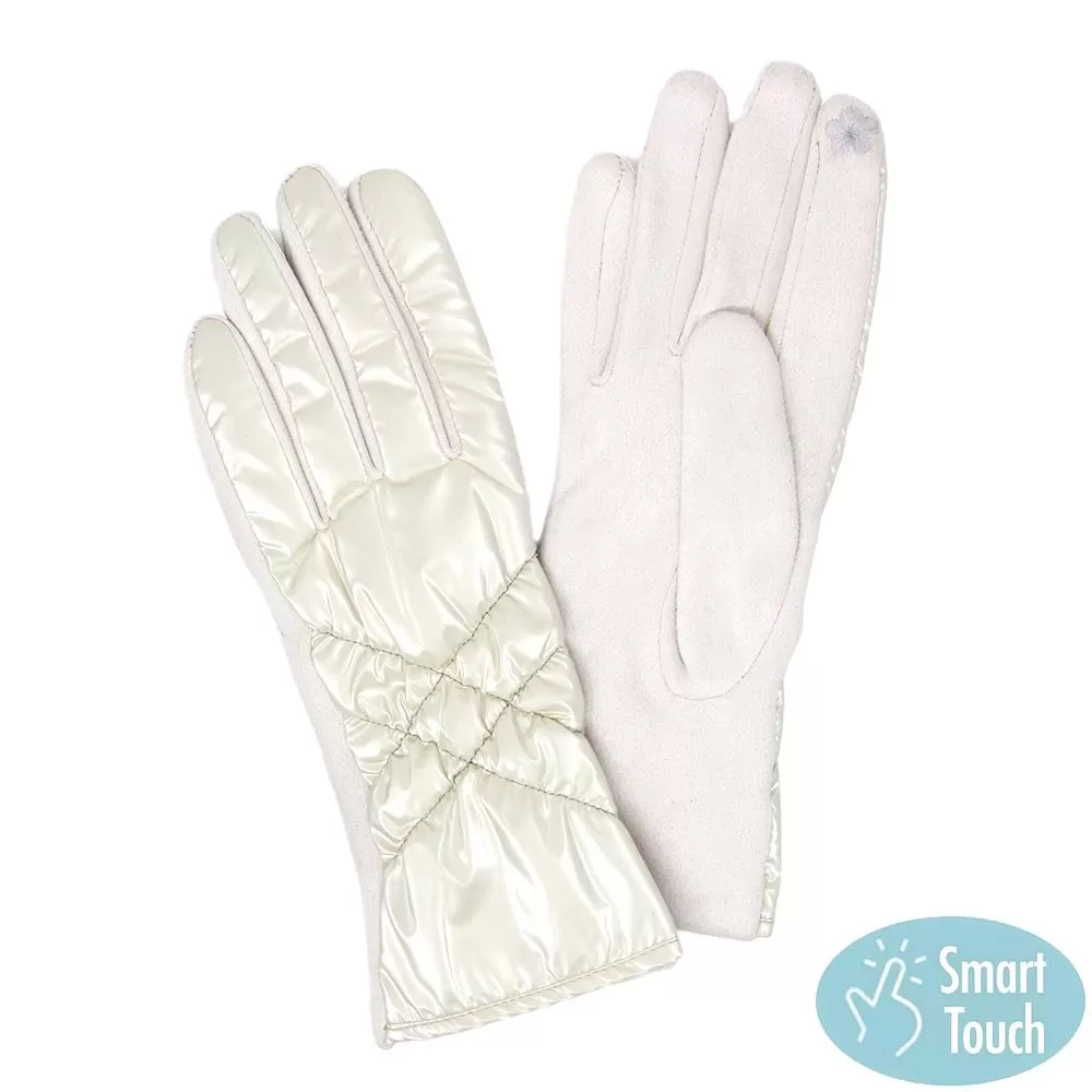 Puffer Padded Quilted Shiny Smart Gloves