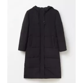 Quilted Long Parka - Black