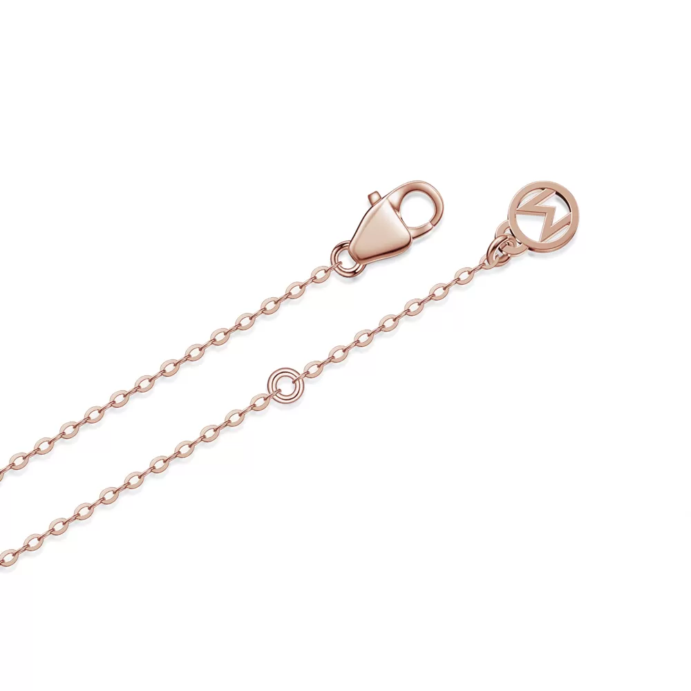 "Faith Over Fear" Ribbon Necklace In Rose Gold With Pavé Pink Sapphires