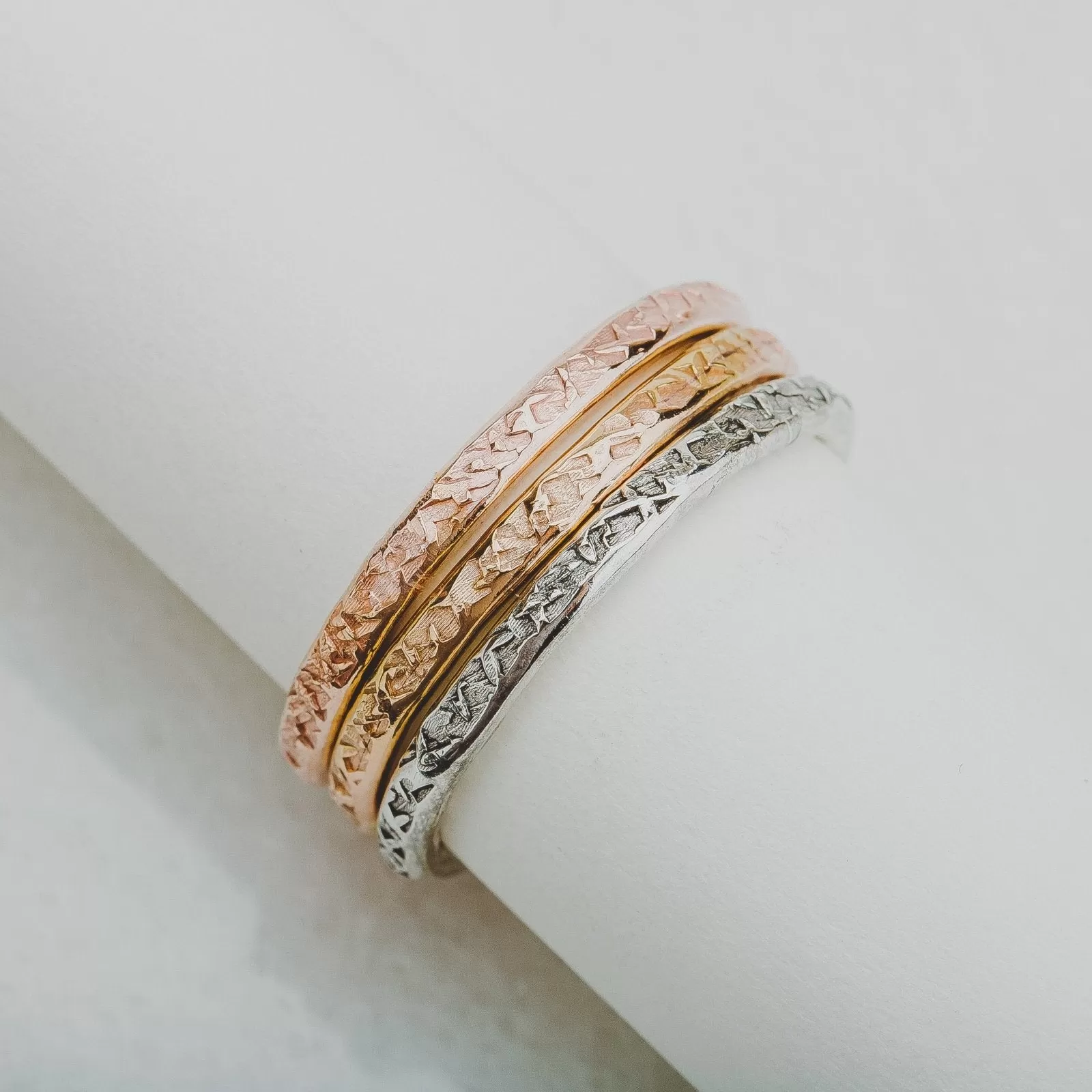 Raw Silk Stacking Rings