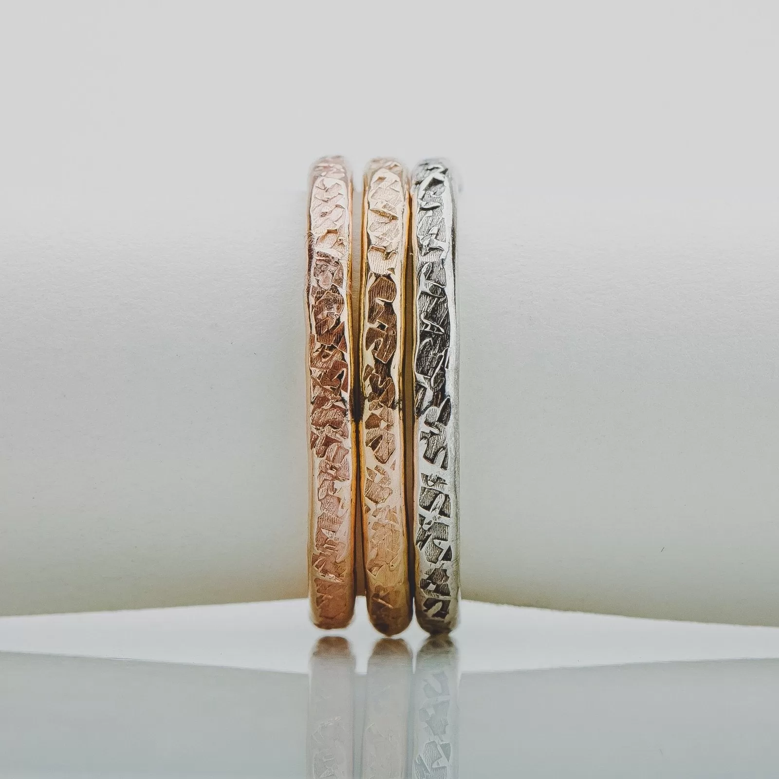 Raw Silk Stacking Rings