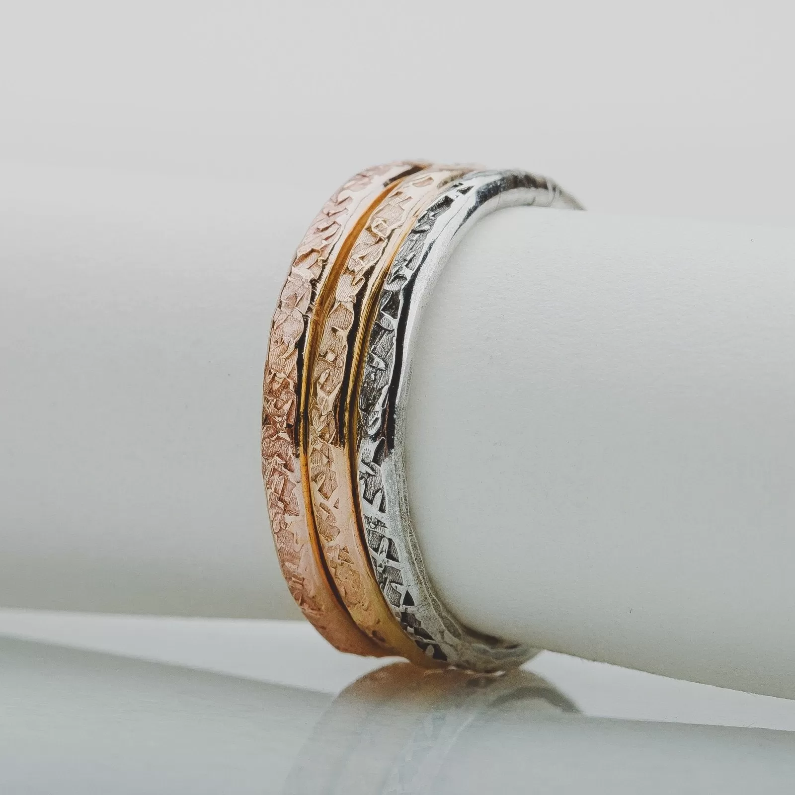 Raw Silk Stacking Rings