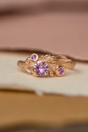 READY TO SHIP: Olivia ring in 14K rose gold, natural pink sapphires, RING SIZE 6.25 US