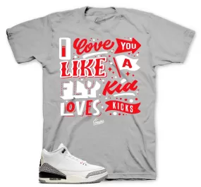 Retro 3 White Cement Reimagined Shirt - Love Kicks - Grey