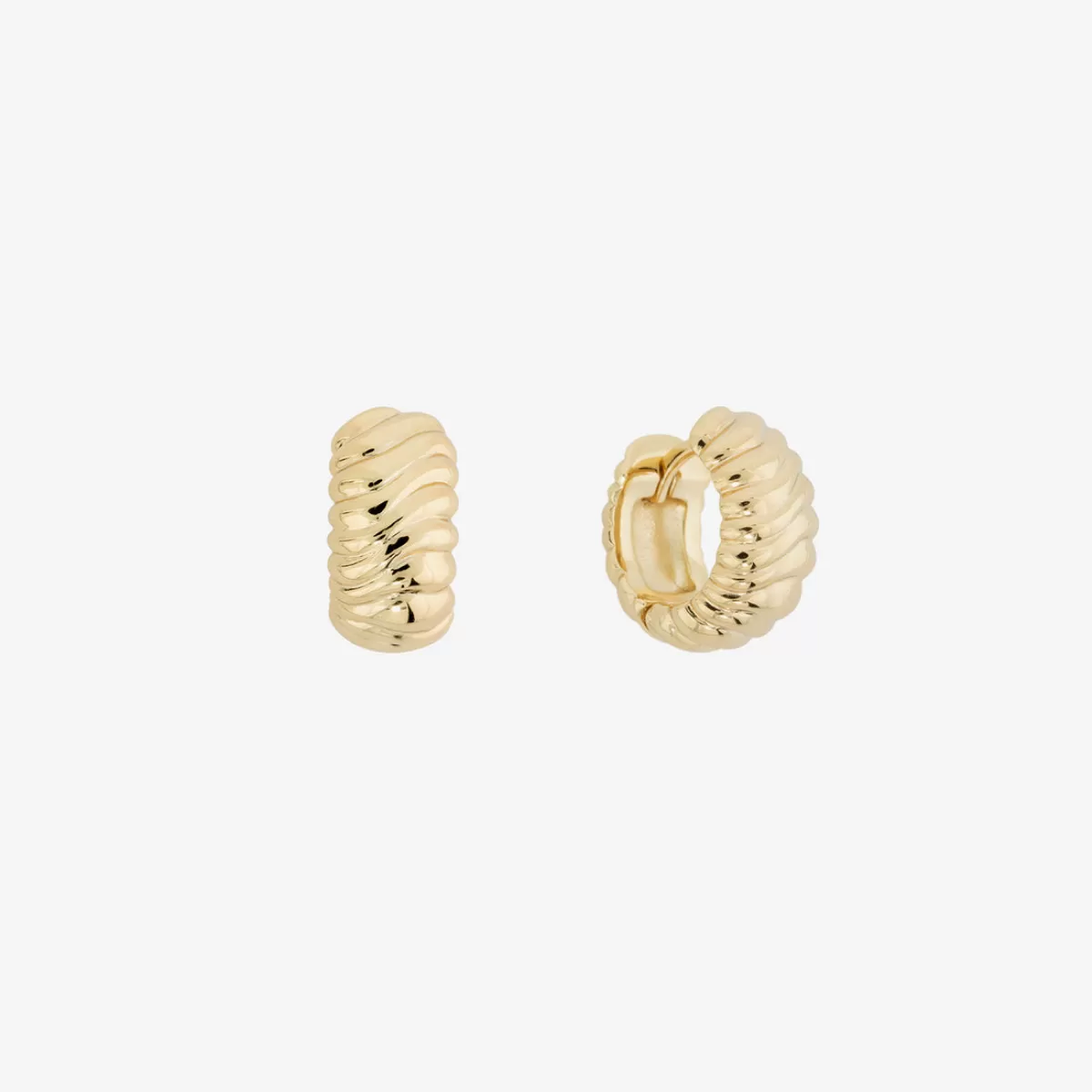 Ribbed Gold Frances Huggie Earrings