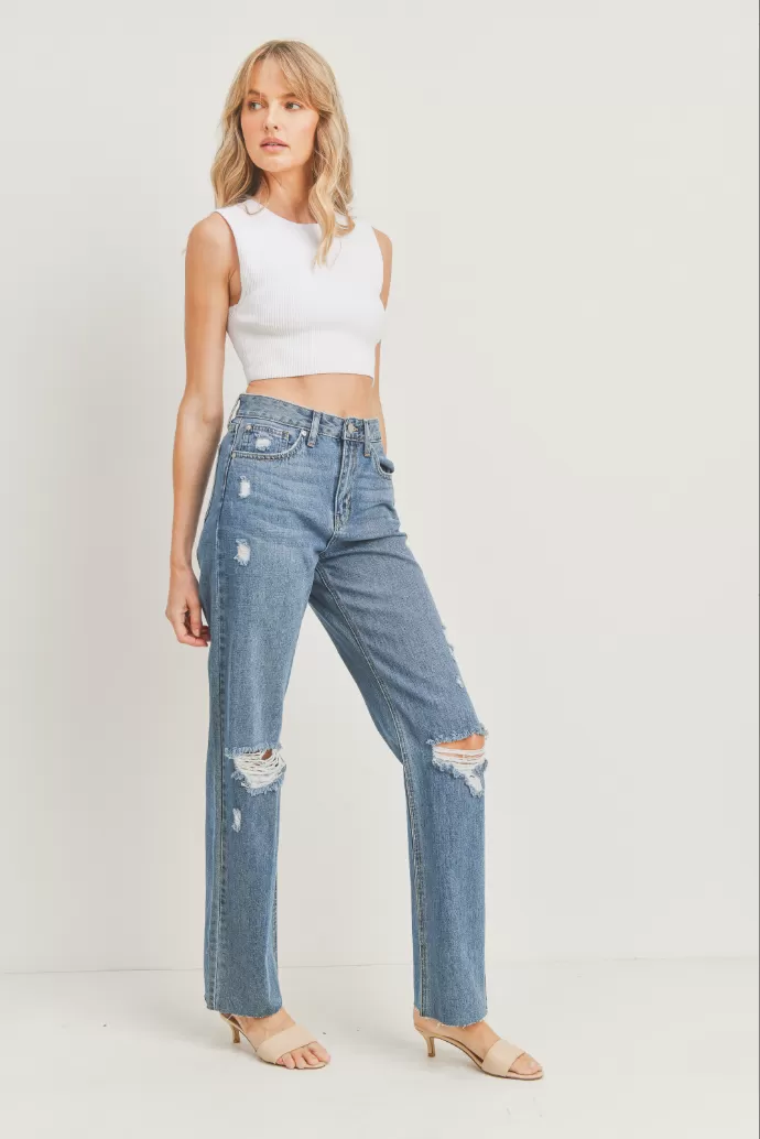 Ribcage Long Length Straight Denim