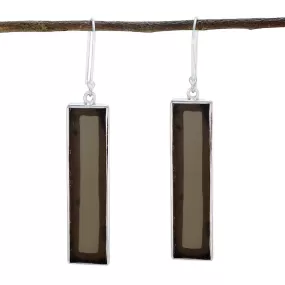 Riyo Easy On The Eye Sterling Silver Earring For Sister Smoky Quartz Earring Bezel Setting Brown Earring Dangle Earring