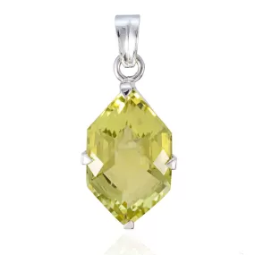 Riyo Genuine Gems Fancy checker Yellow Lemon Quartz 925 Sterling Silver Pendant children day gift