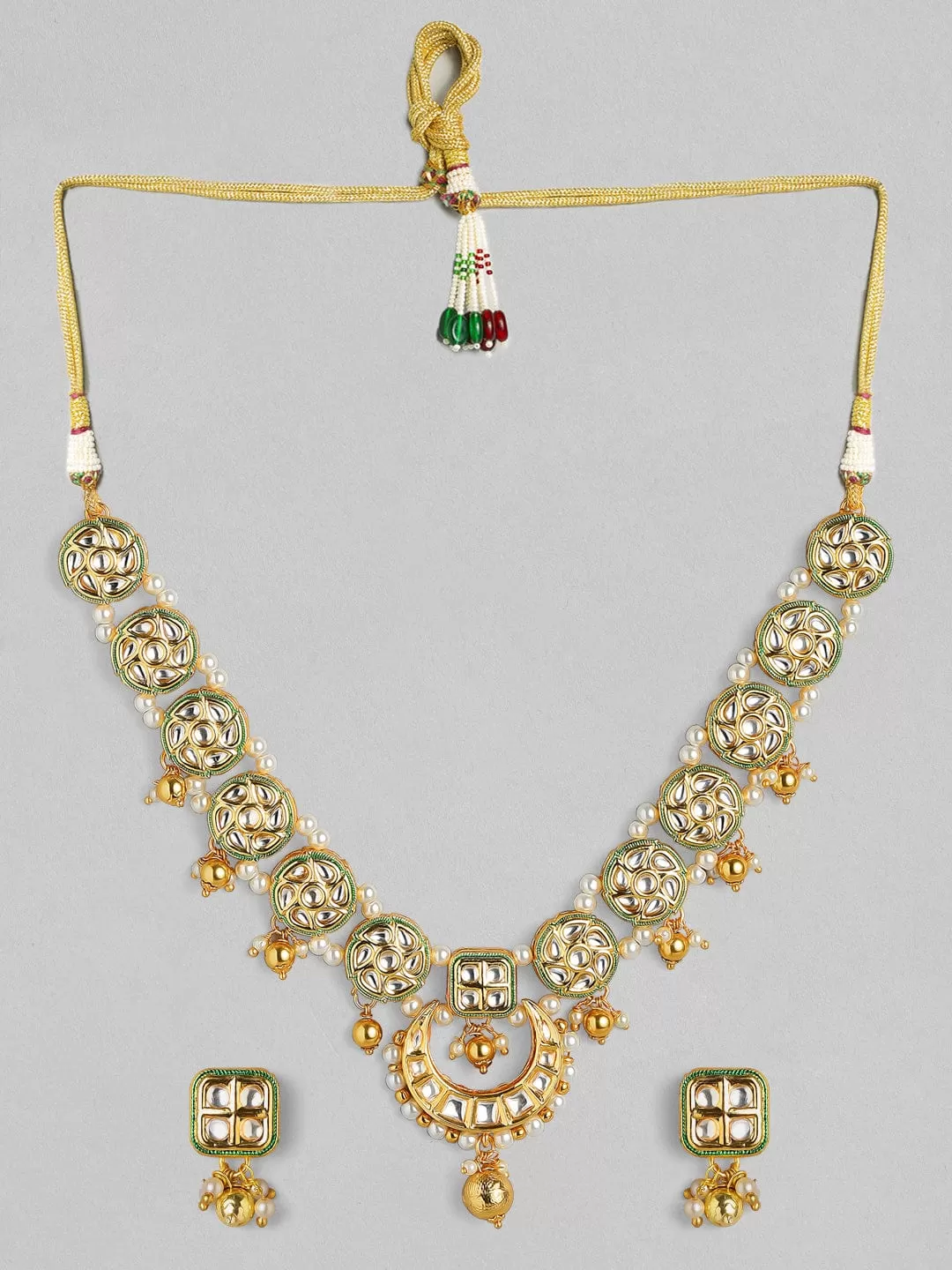 Rubans 24K Gold Plated Kundan Handcrafted Necklace Set