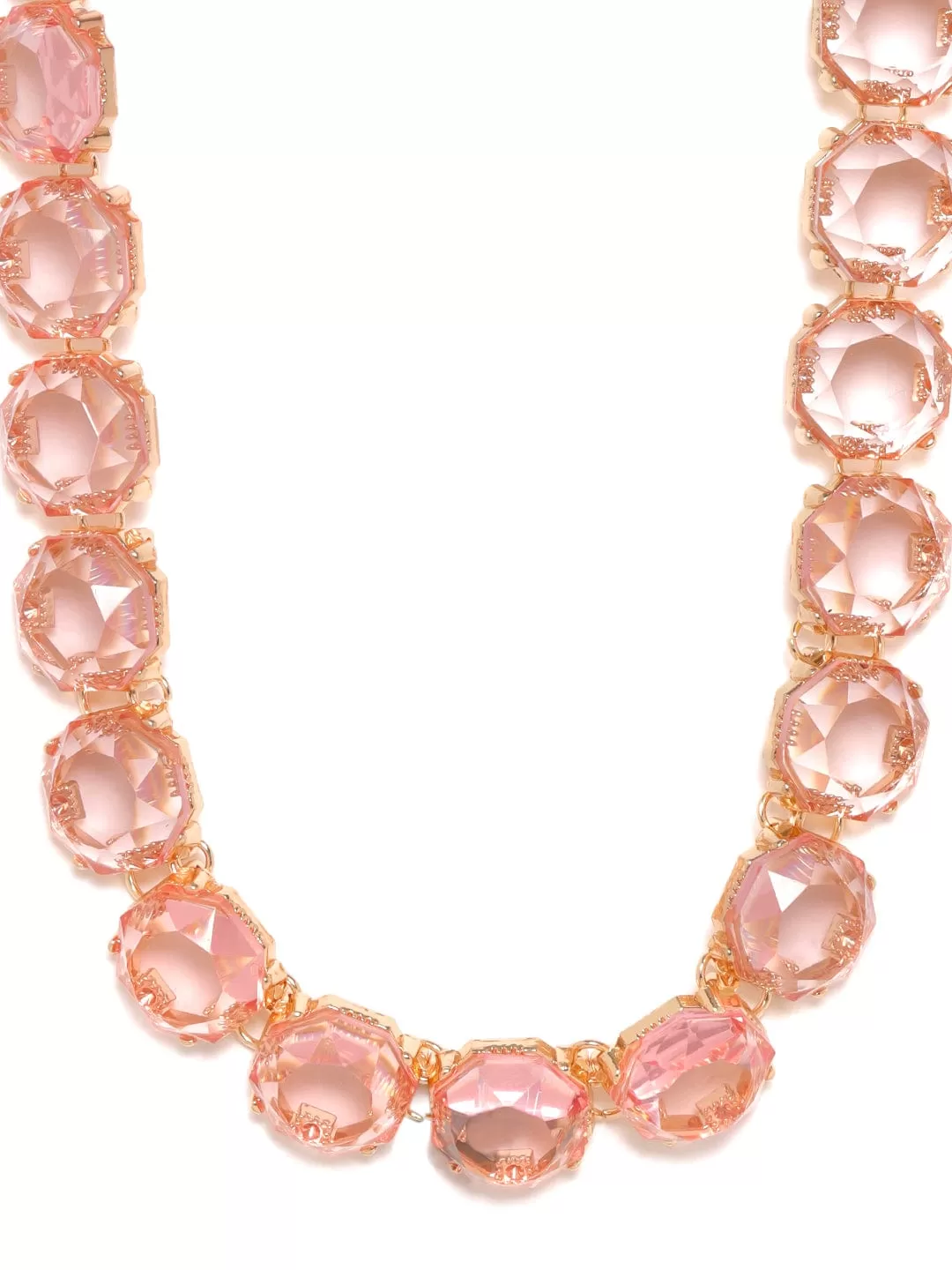 Rubans Voguish 18K Gold Plated Pink Crystal Studded Statement Necklace