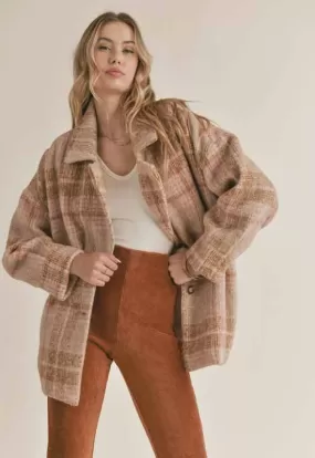 Sadie & Sage - Lucy Vintage Plaid Coat Camel Pink