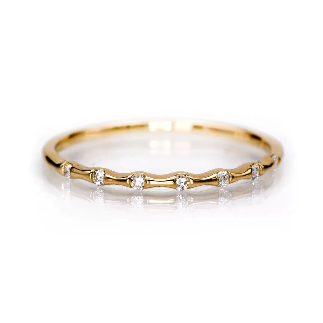 Sadie Band - Skinny Anniversary Band, Bar Set Diamond Half Eternity Stacking Wedding Ring