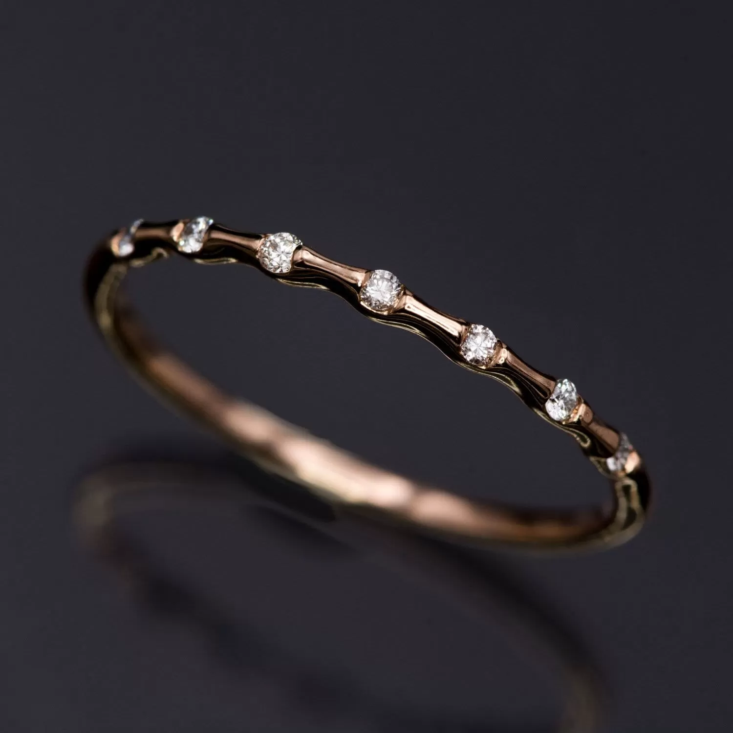 Sadie Band - Skinny Anniversary Band, Bar Set Diamond Half Eternity Stacking Wedding Ring