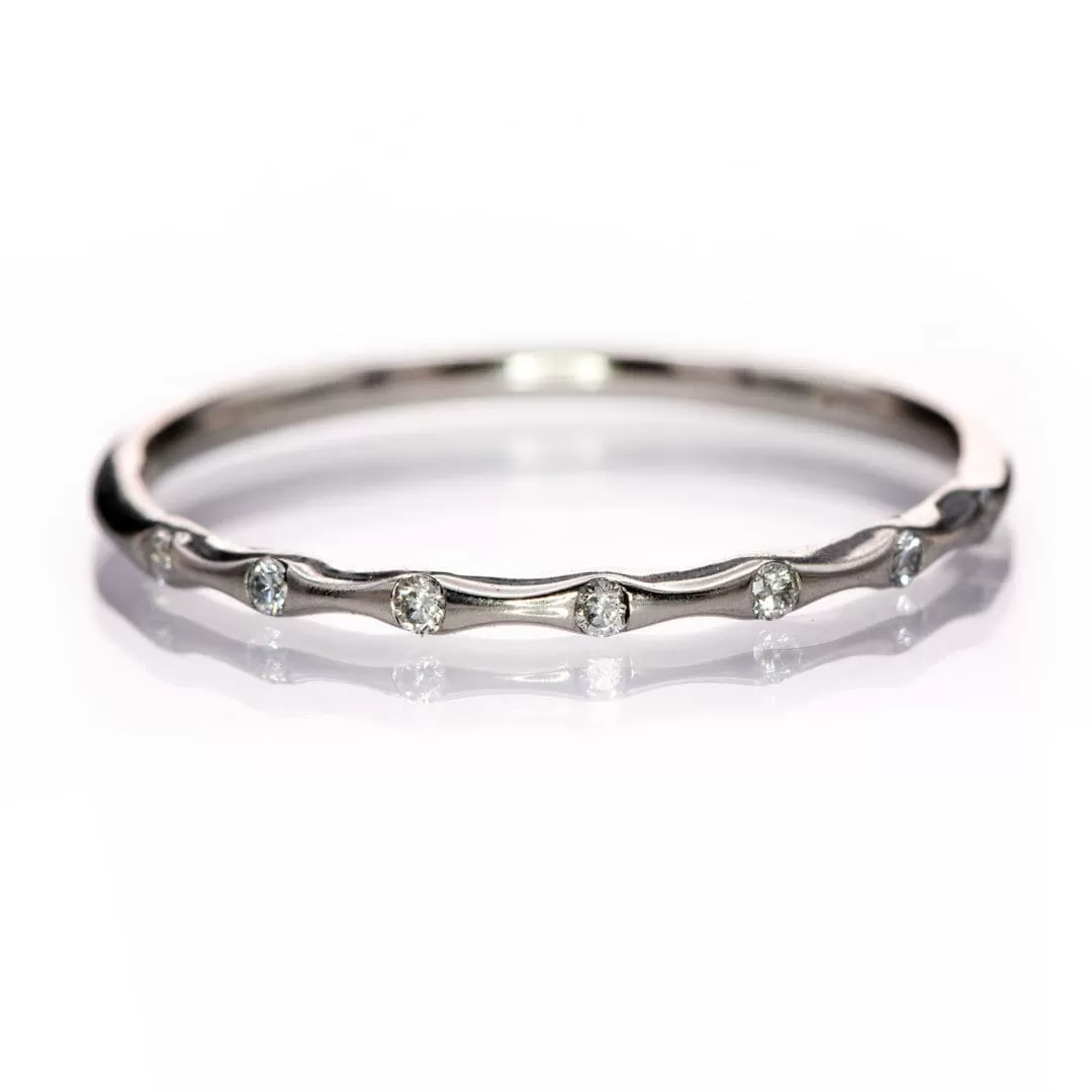 Sadie Band - Skinny Anniversary Band, Bar Set Diamond Half Eternity Stacking Wedding Ring