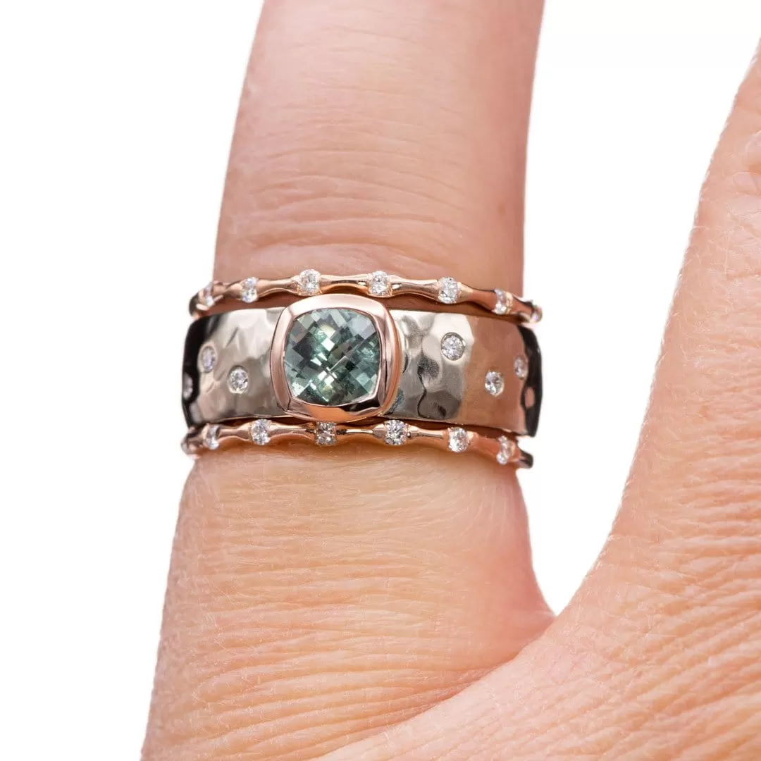 Sadie Band - Skinny Anniversary Band, Bar Set Diamond Half Eternity Stacking Wedding Ring