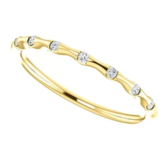 Sadie Band - Skinny Anniversary Band, Bar Set Diamond Half Eternity Stacking Wedding Ring