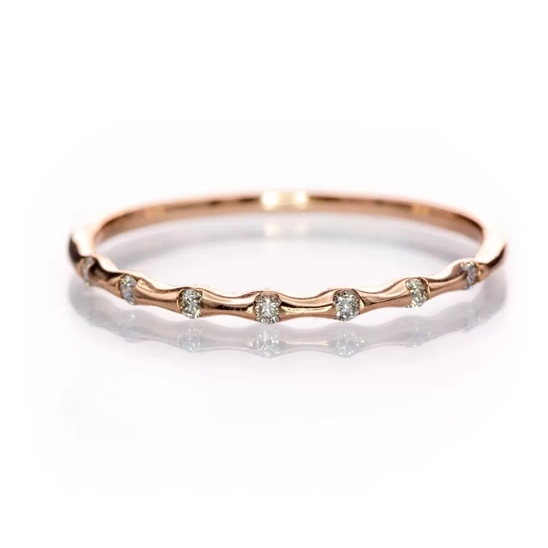 Sadie Band - Skinny Anniversary Band, Bar Set Diamond Half Eternity Stacking Wedding Ring