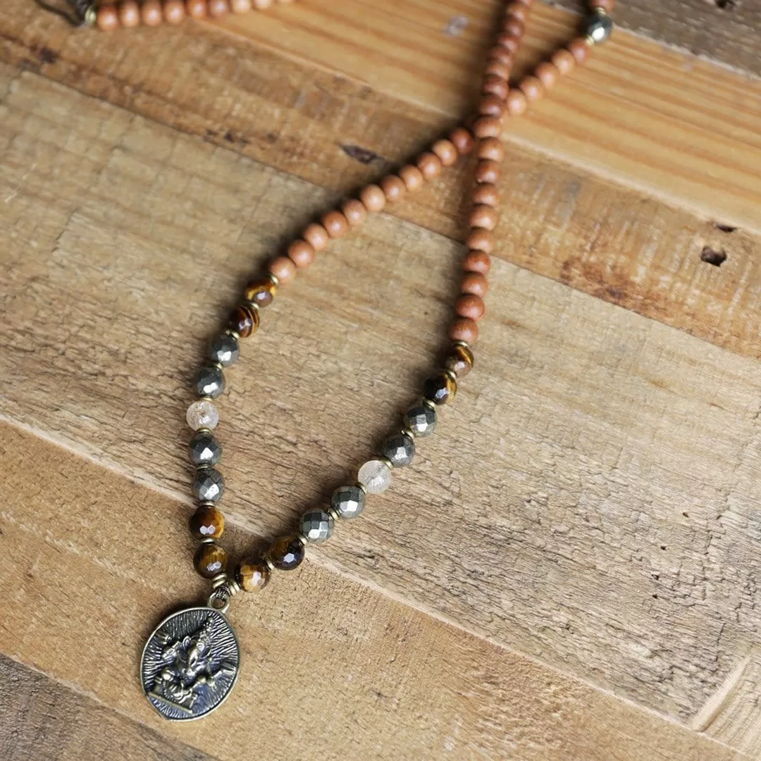 Sandalwood Solar Plexus Chakra Mala Necklace