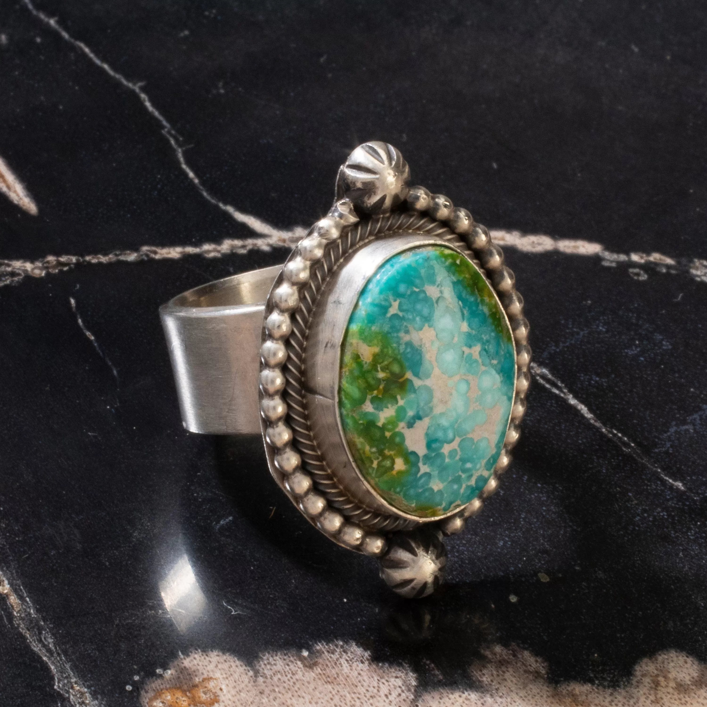 Scott Skeets Royston Turquoise Navajo USA Native American Made 925 Sterling Silver Ring