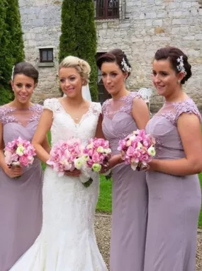 Sheath Round Neck Floor-Length Lavender Bridesmaid Dress