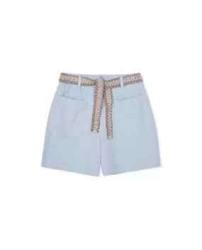 SHORTS WITH WOVEN BELT (SKY BLUE) - YERSE