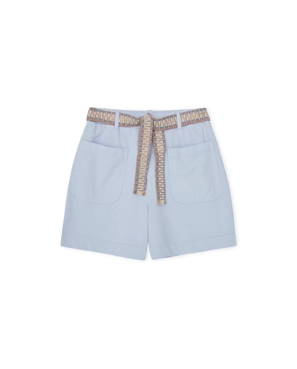 SHORTS WITH WOVEN BELT (SKY BLUE) - YERSE