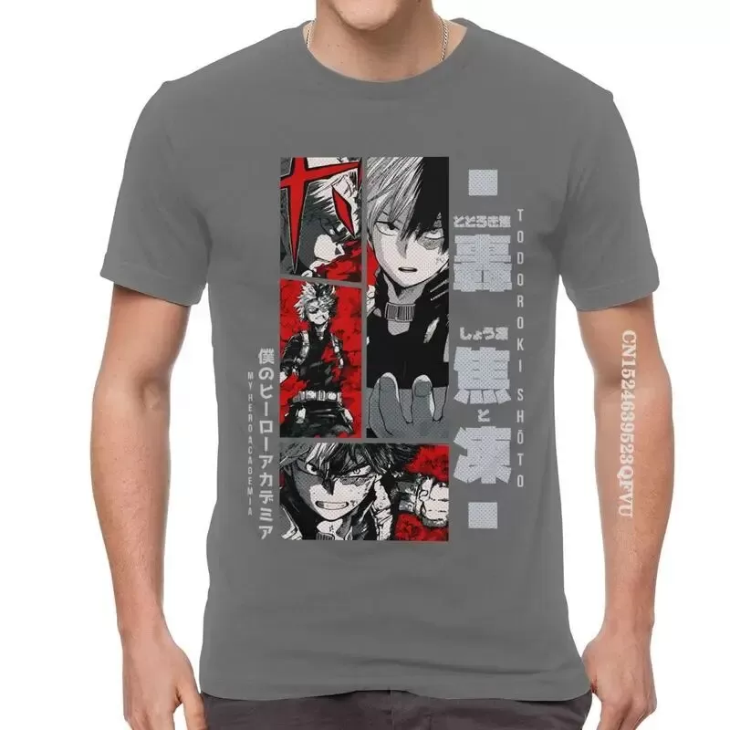 Shoto Todoroki Tshirts Men Leisure Cotton Oversized T Shirt Anime Manga My Hero Academia T Shirts EMO Men  Kawaii Clothes (2)