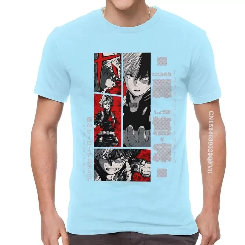 Shoto Todoroki Tshirts Men Leisure Cotton Oversized T Shirt Anime Manga My Hero Academia T Shirts EMO Men  Kawaii Clothes (2)