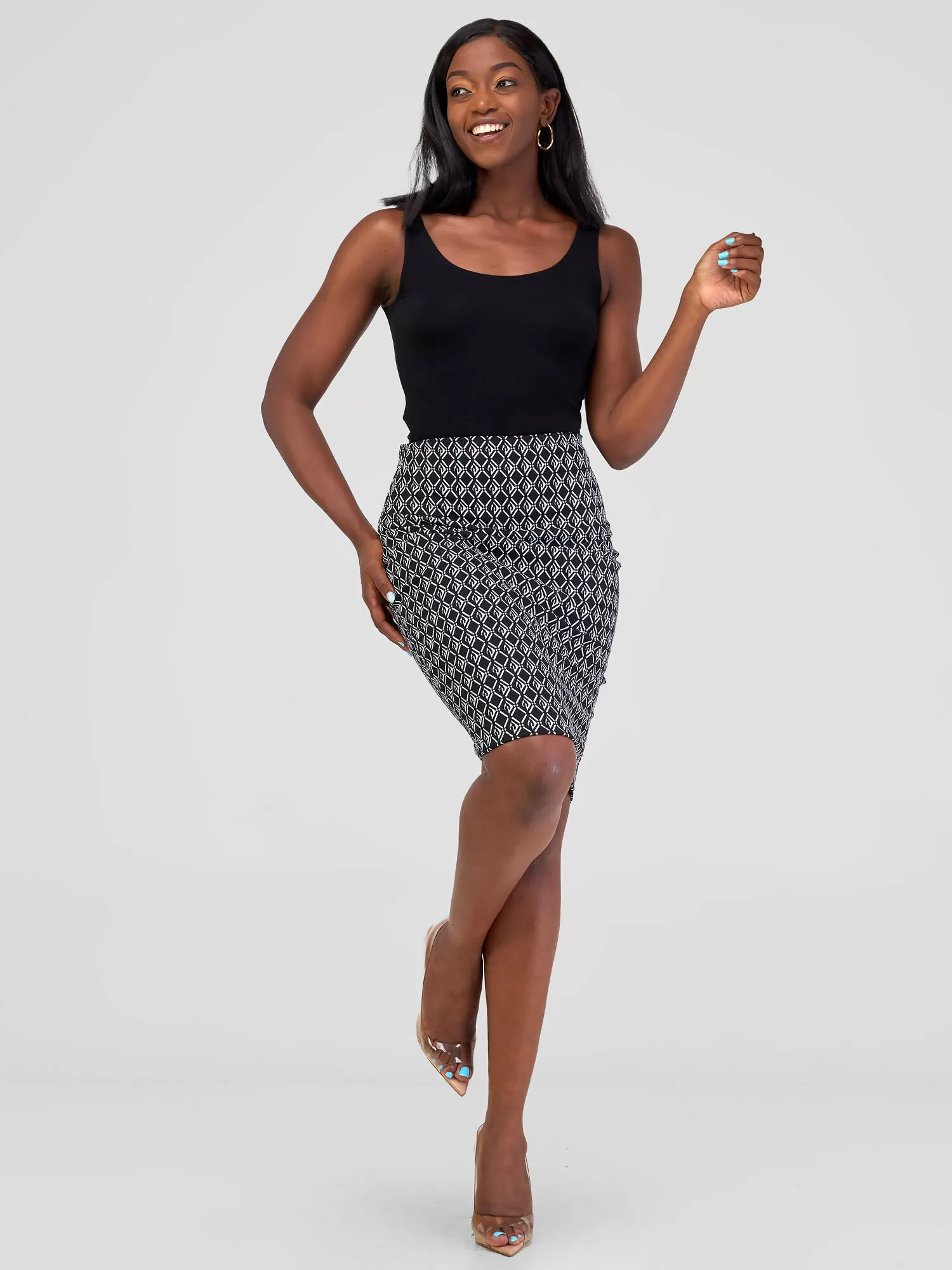 Silk House Collection Pendo Skirt - Black Tribal Print