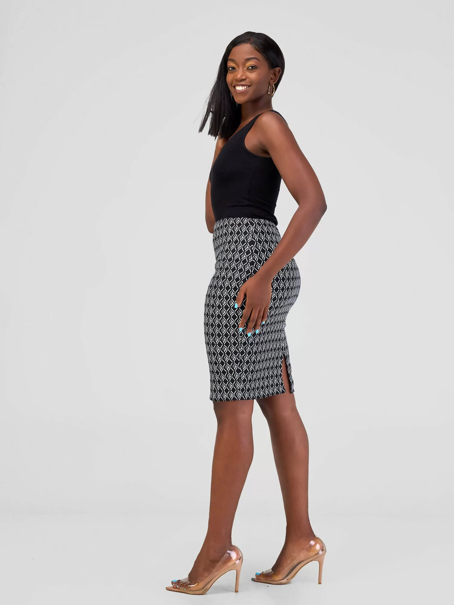 Silk House Collection Pendo Skirt - Black Tribal Print