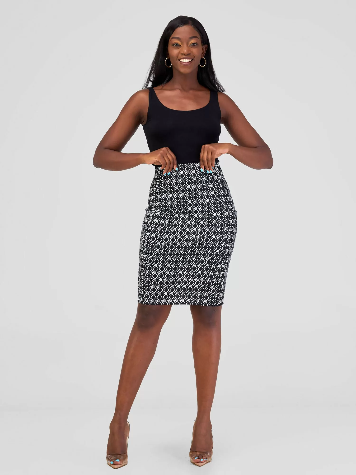 Silk House Collection Pendo Skirt - Black Tribal Print