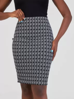 Silk House Collection Pendo Skirt - Black Tribal Print