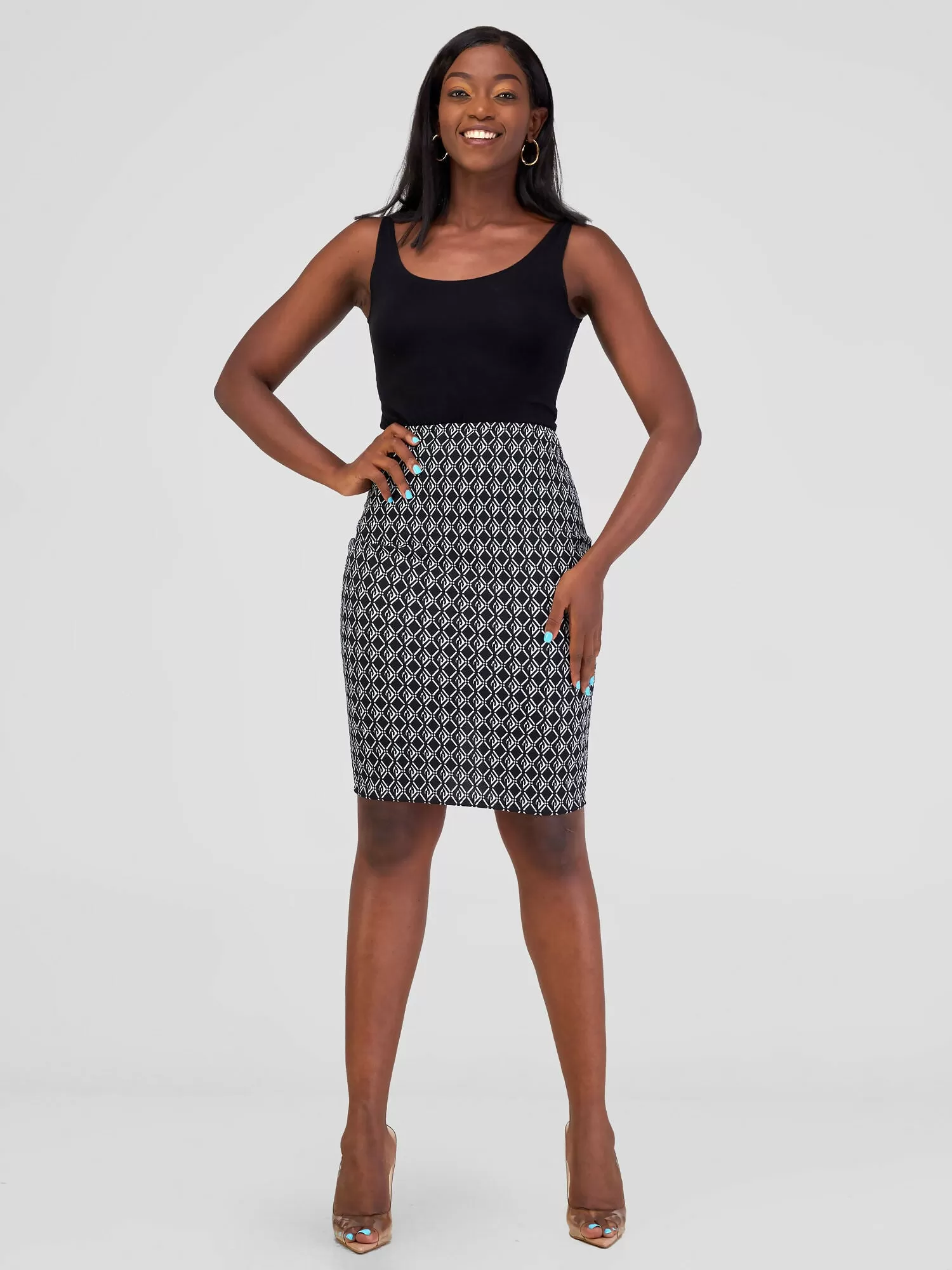 Silk House Collection Pendo Skirt - Black Tribal Print