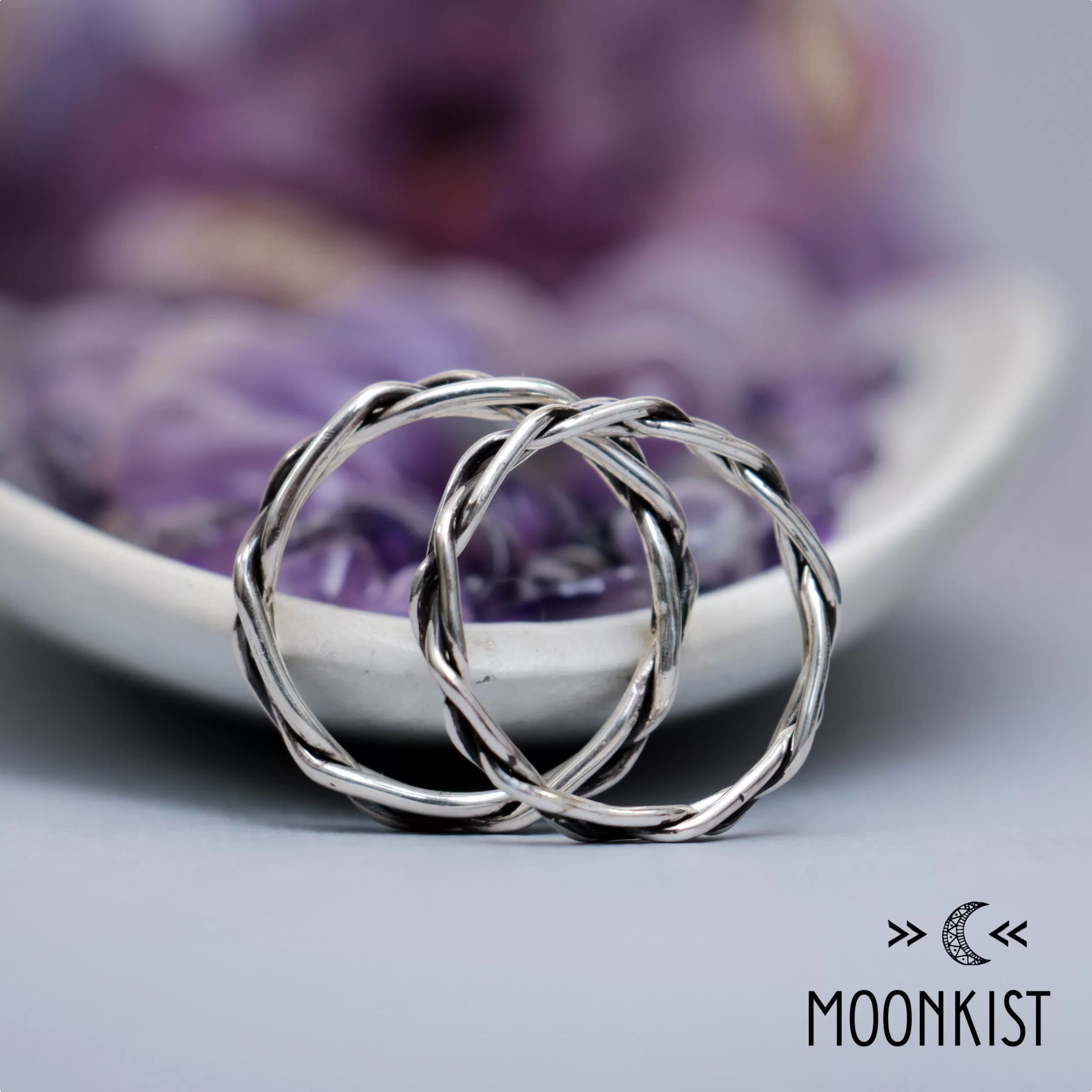 Silver Braided Wedding Ring Set | Moonkist Designs